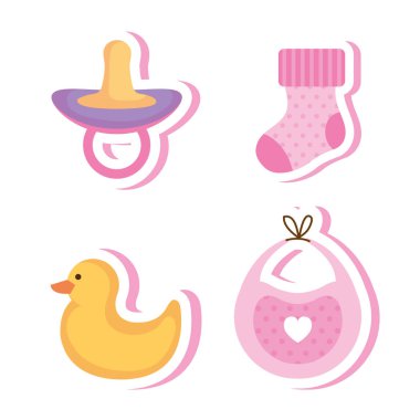 Bebek duş kartı ile set öğeler