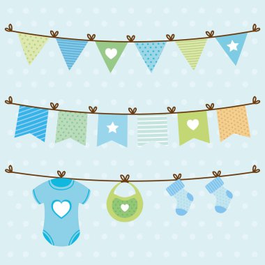 Bebek duş kartı ile asılı set öğeler