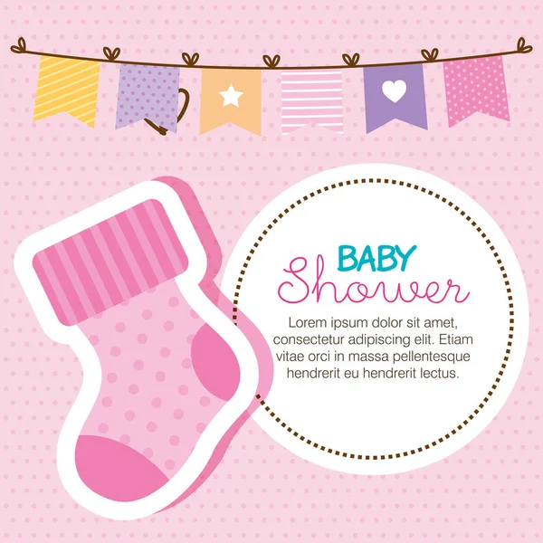 Tarjeta de ducha de bebé con calcetín — Archivo Imágenes Vectoriales