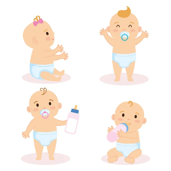 Group of babies characters — Stock Vector