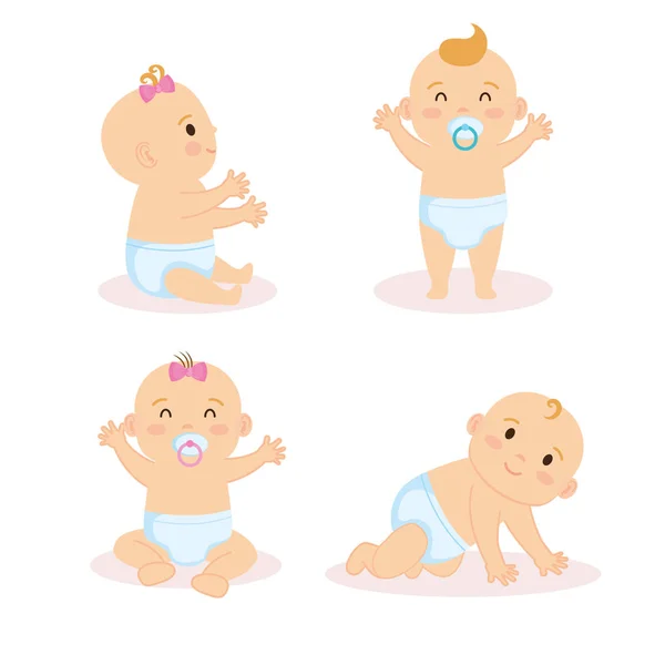 Group of babies characters — Stock Vector