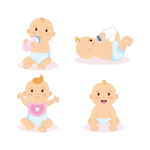 Grupo de personajes bebés — Vector de stock