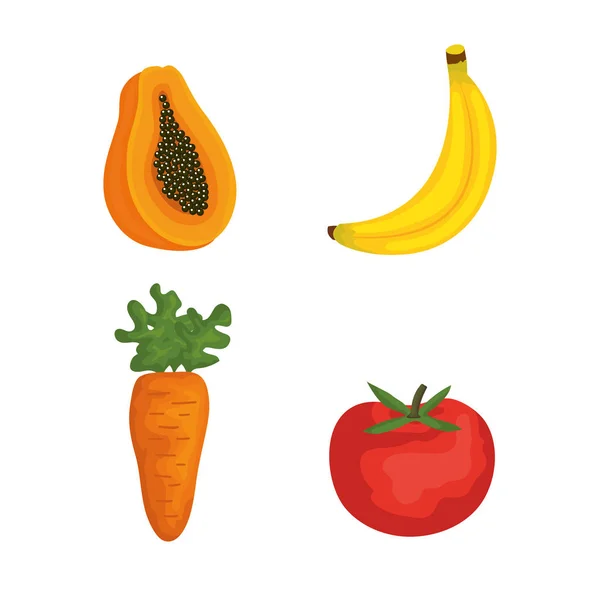 Grupo de frutas y hortalizas — Vector de stock