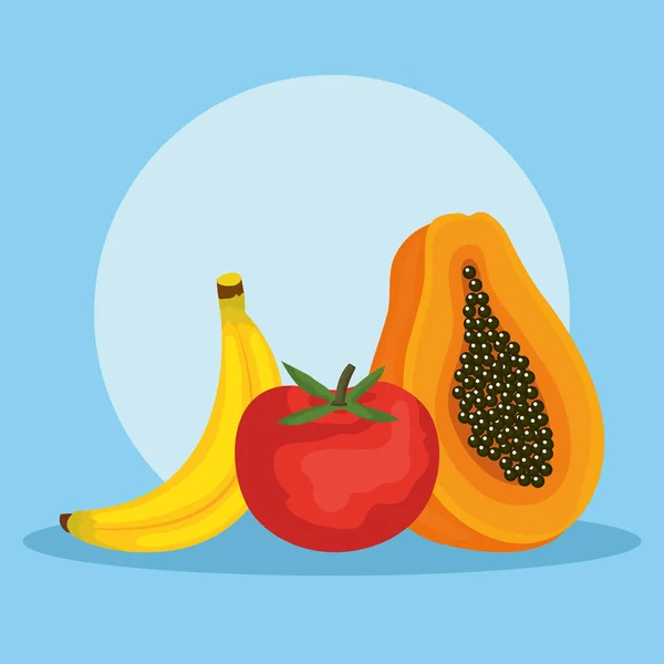 Grupo de frutas y hortalizas — Vector de stock