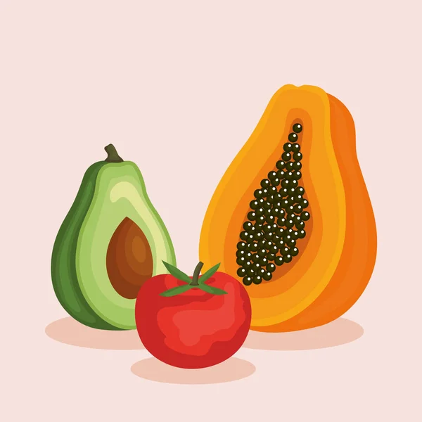 Grupo de frutas y hortalizas — Vector de stock