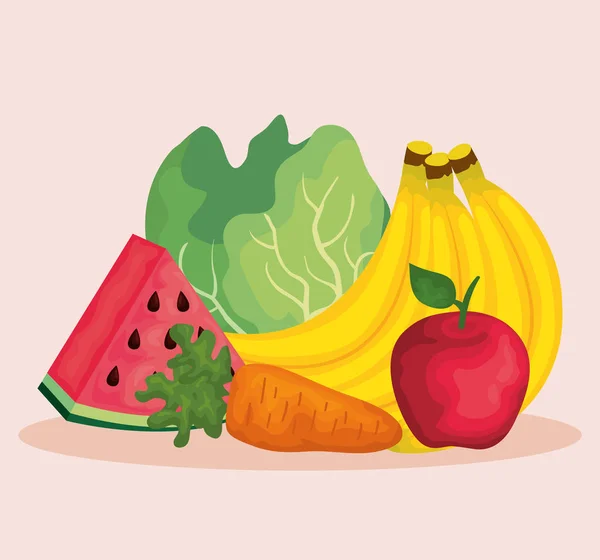 Group of fruits and vegetables — Stock Vector
