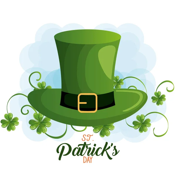 Saint patrick card with hat leprechaun — Stock Vector