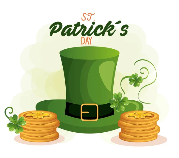 Şapka cin ile Saint patrick kartı — Stok Vektör