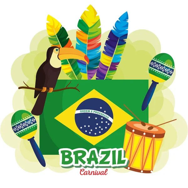 Rio Karnawał Brazylijski Karta Wektor Ilustracja Projekt — Wektor stockowy