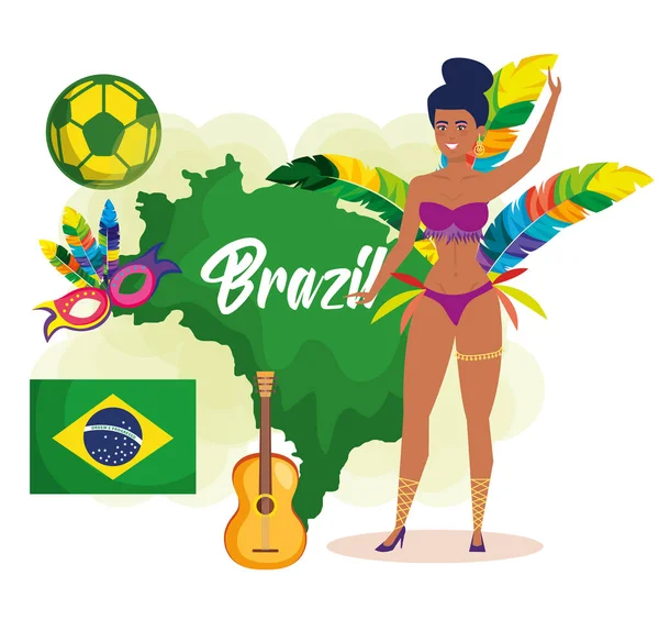 Güzel Brezilyalı garota karakter — Stok Vektör