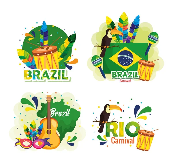 Rio karnawał brazylijski karty — Wektor stockowy