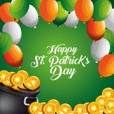 Balonlar olay ile kazan içinde altın sikkeler