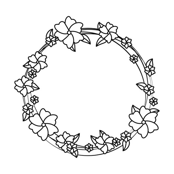 円形フレームの花と葉 — ストックベクタ