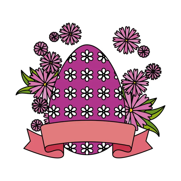 Huevos pintados con flores decoración — Vector de stock