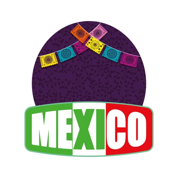 Etiqueta mexicana con gralands de fiesta — Vector de stock