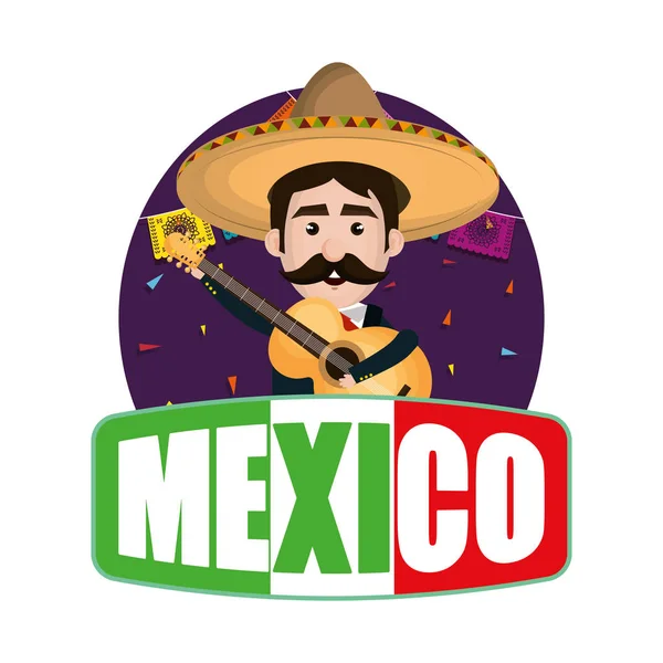Carácter tradicional mariachi mexicano — Vector de stock