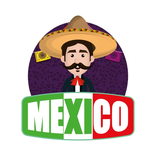 Caractère traditionnel mexicain mariachi — Image vectorielle
