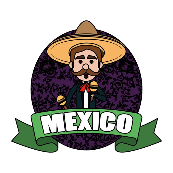 Mariachi Mexicain Traditionnel Personnage Vectoriel Illustration Design — Image vectorielle