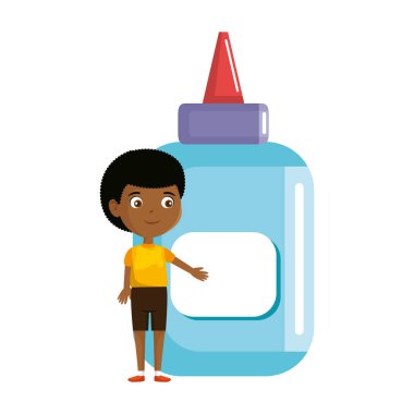 tutkal şişesi ile küçük çocuk öğrenci