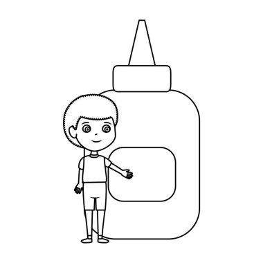 tutkal şişesi ile küçük çocuk öğrenci