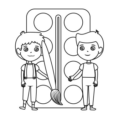 boya renkleri karakterlerle küçük çocuklar öğrenci