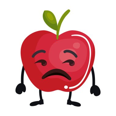 elma taze meyve kawaii karakteri