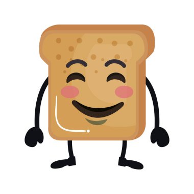 lezzetli ekmek tost kawaii karakter