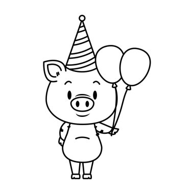 sevimli küçük domuz karakter vektör çizim tasarımı