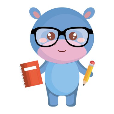 sevimli küçük su aygırı karakter vektör çizim tasarımı