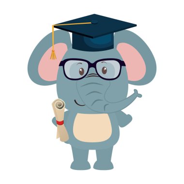 sevimli küçük fil karakter vektör çizim tasarımı