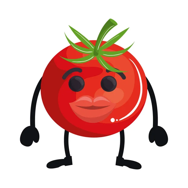 Свежий томатный персонаж Кавайи — стоковый вектор