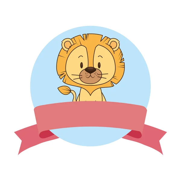 Lindo pequeño personaje de león — Vector de stock