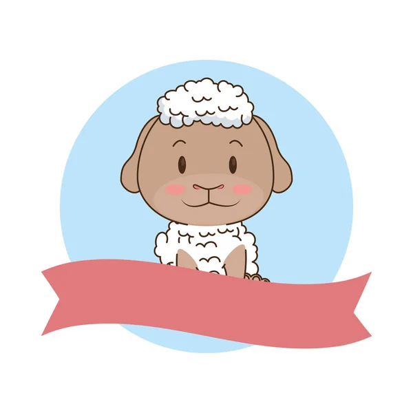 Sevimli küçük koyun karakter — Stok Vektör