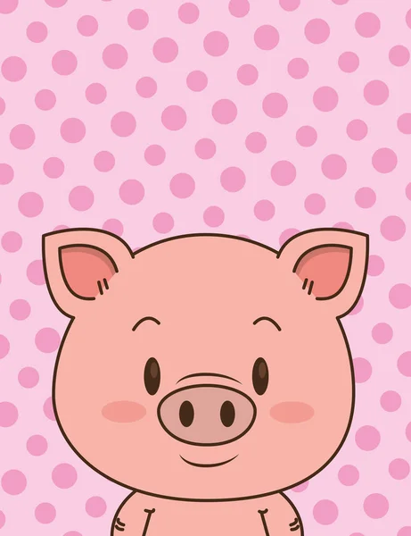 Lindo pequeño cerdo carácter — Vector de stock