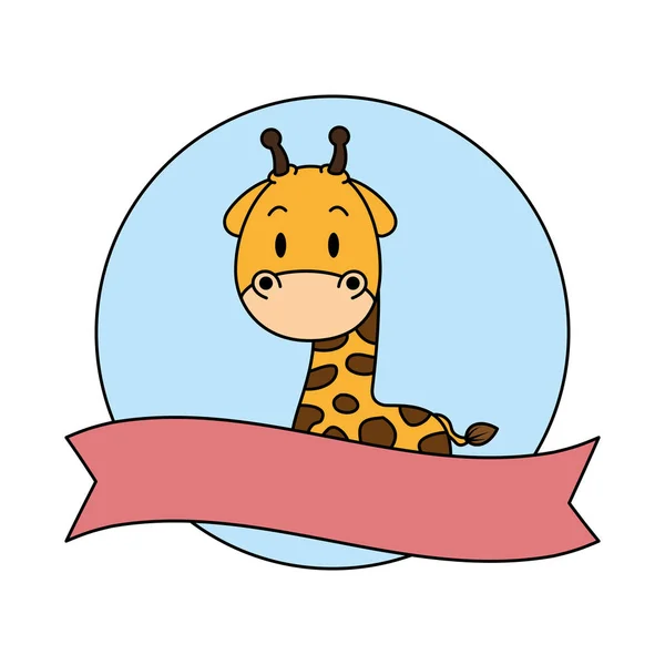 Personagem girafa pouco bonito — Vetor de Stock