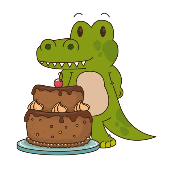 Cute little crocodrile karakter — Stockvector