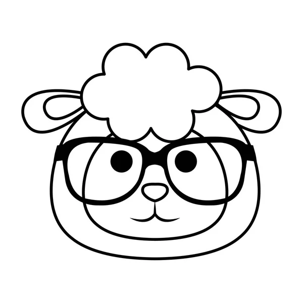 Lindo pequeño carácter de oveja — Vector de stock