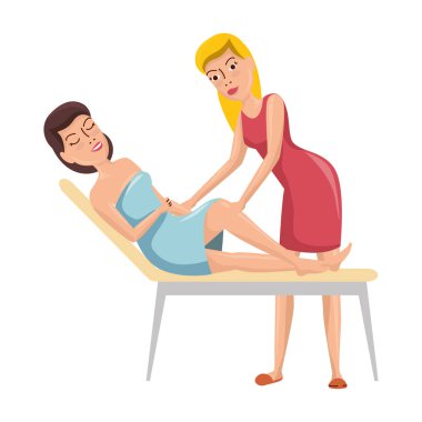 Kadın masaj spa vektör çizim tasarım içinde getting