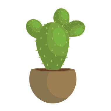 Kaktüs ev bitkisi saksı ikon vektör çizimi tasarımı