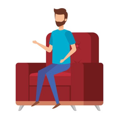 kanepe oturma ile vektör çizim tasarım oturan adam