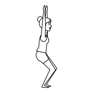 Yoga pozisyon vektör çizim tasarım pratik kadın