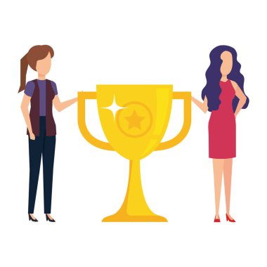 trophy Kupası Ödülü vektör çizim tasarım kadınla