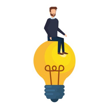 işadamı ampul ışık fikir vektör çizim tasarım ile