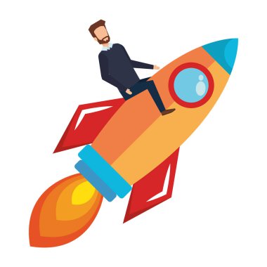 işadamı ile roket başlangıç vektör çizim tasarım