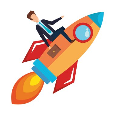 işadamı ile roket başlangıç vektör çizim tasarım