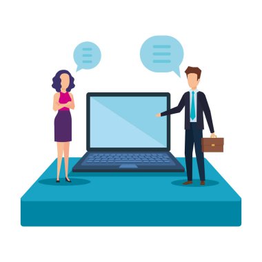 iş çift dizüstü vektör çizim tasarım ile