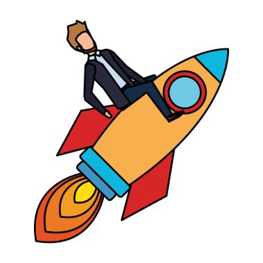 işadamı ile roket başlangıç vektör çizim tasarım