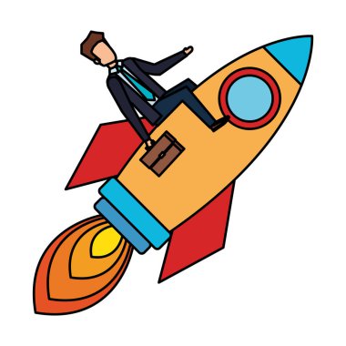 işadamı ile roket başlangıç vektör çizim tasarım