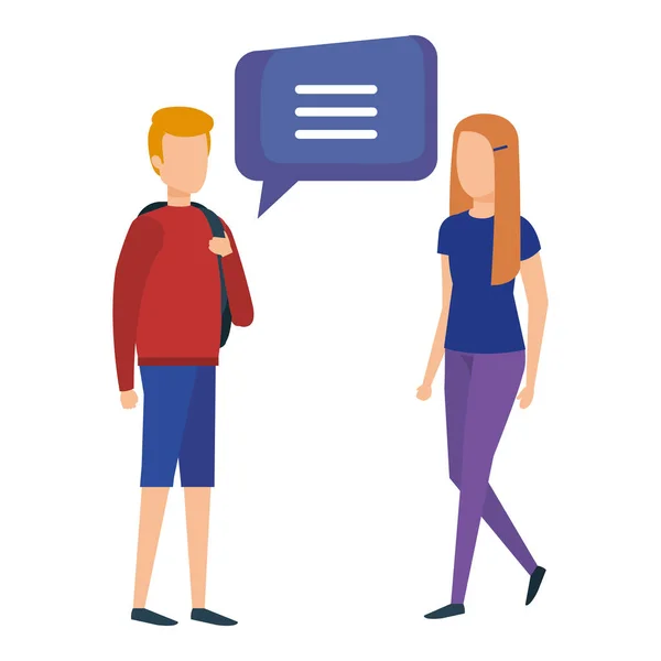 Couple Talking Speech Bubble Vector Illustration Design — Stock Vector