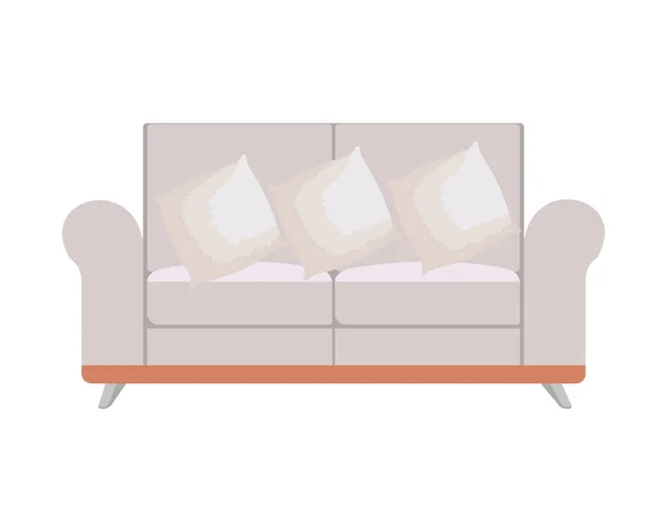 Sofa Wohnzimmer Mit Kissen Vektor Illustration Design — Stockvektor